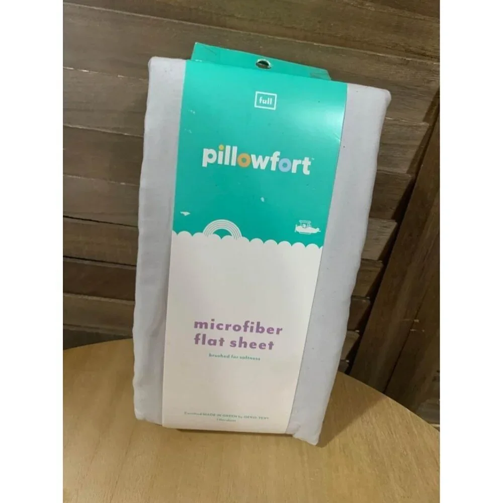 NEW Pillowfort Full Size Brushed Microfiber Flat Sheet Solid Gray